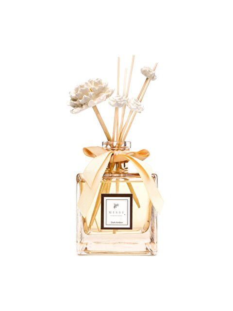 Missi 500 ml Amber Kare Şişe Çiçek Taş Bambu Çubuklu Dark Amber Oda Kokusu - S000351734-37257