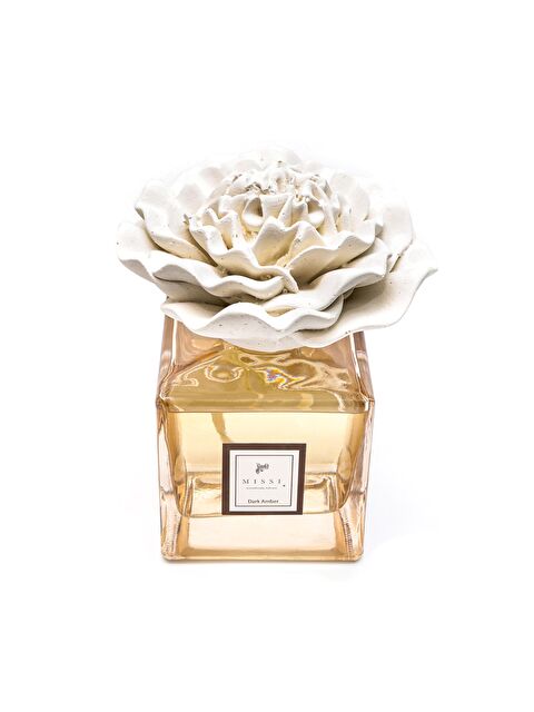 Missi 500 ml Kare Amber Şişe Çiçek Seramik Taşlı Dark Amber Oda Kokusu - S000351735-37257