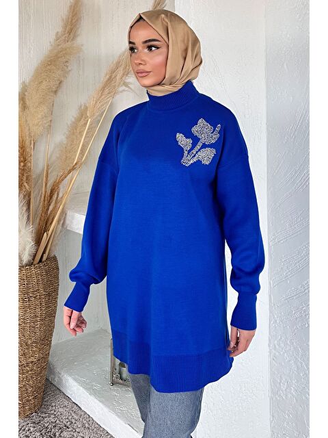 Julude Gülseli Taş İşlemeli Tesettür Triko Tunik - S000517556-23710