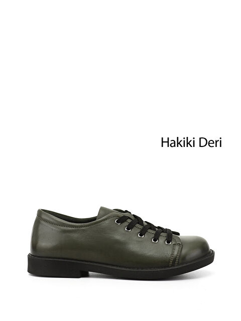 GÖNDERİ(R) Kadın HAKİ-YEŞİL Bağcıklı Hakiki Deri Sneaker - S000493429-37310