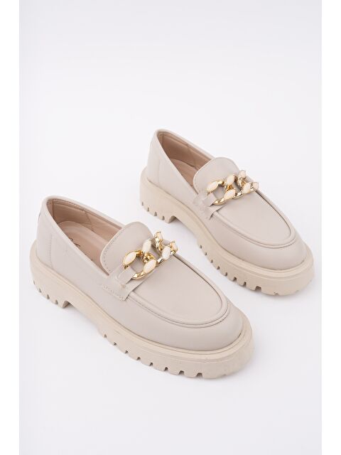 Muggo CRASHER Kalın Taban Tokalı Günlük Casual Makosen Kadın Loafer Ayakkabı - S000360506-26407