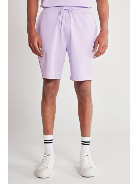 AC&Co / Altınyıldız Classics Erkek Lila Standart Fit Normal Kesim Pamuklu Cepli Rahat Örme Şort - S000394348-17878