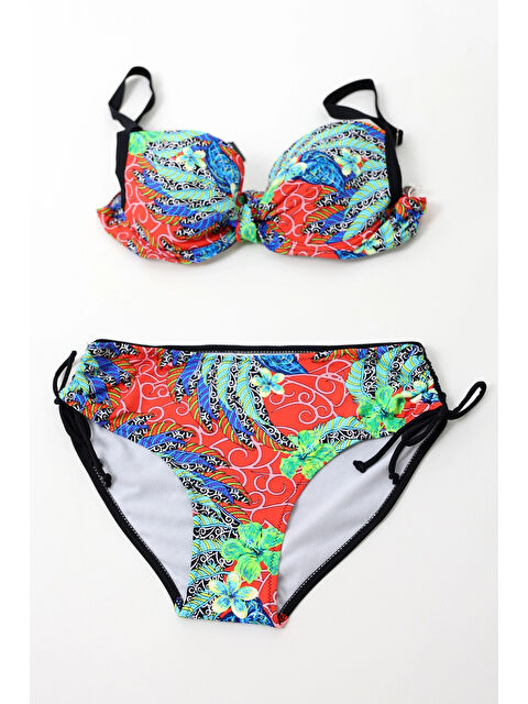 Hazelin Kadın Siyah Çok Renkli Yüksek Bel Toparlayıcı Bikini Takım HZL24S-LC7015 - S000237934-37444