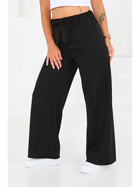 Tofisa Önden Bağlamalı Pantolon Siyah - 27553 - S000425472-19351