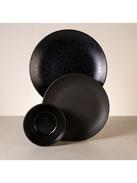 GÜRAL PORSELEN Enternasyonel Black Matt 12 Parça 4 Kişilik Yemek Takımı 141