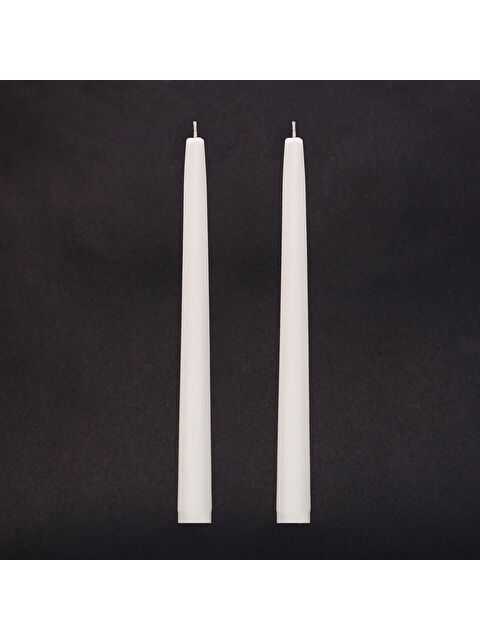 Missi 2'li Ekru Konik Şamdan Mum Seti - S000240418-19965