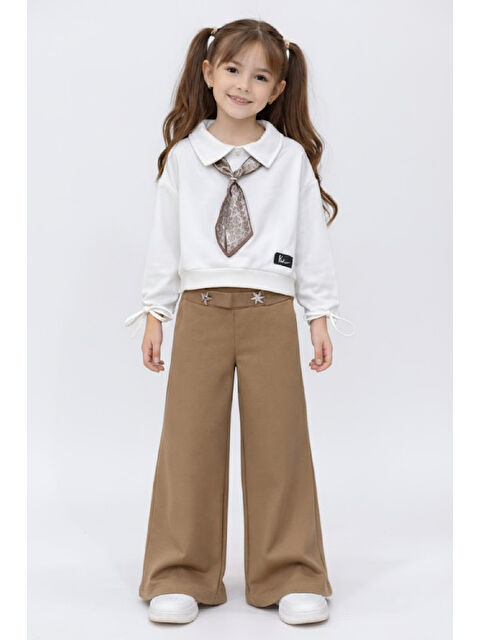 Modanino Kız Çocuk Saten Fular Detaylı Alt-Üst Takım 4-14 Yaş 12518HC - S000514185-29705