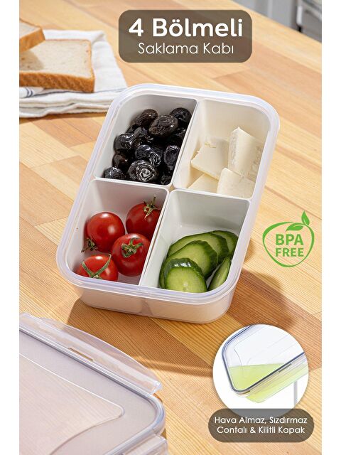 Meleni Home 4 Bölmeli Kapaklı Dikdörtgen Saklama Kabı - S000238444-26865