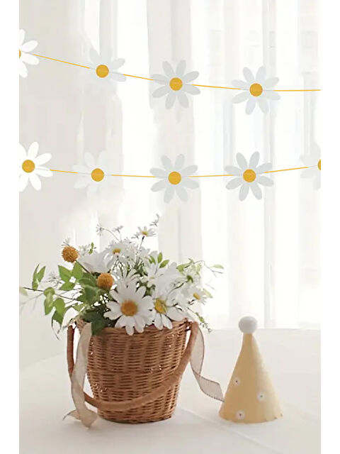 Le Mabelle Beyaz Papatya Dekoratif Parti Banner - S000424573-20063