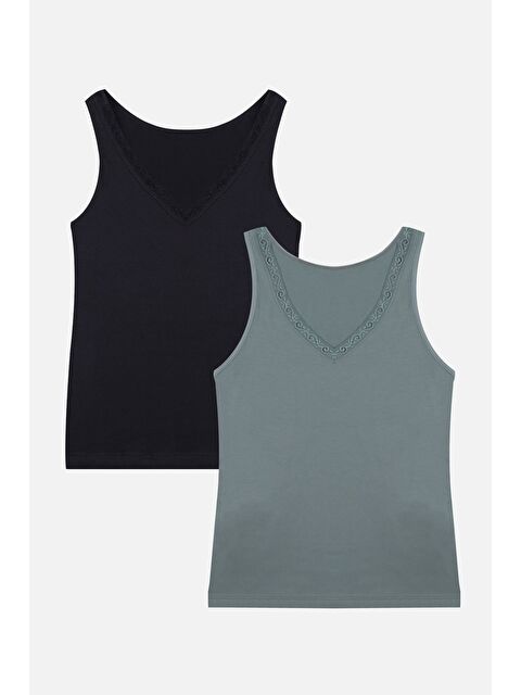 Koza İç Giyim Kadın 2'li Dantel Detaylı Atlet - S000307704-37449