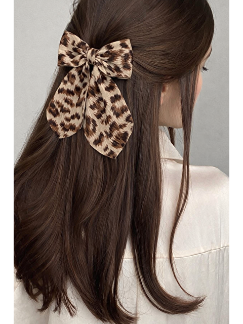 Katia And Bony Leopar Desenli Fiyonk Otomat Toka Açık Kahverengi