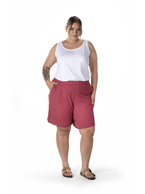 Stil Diva Büyük Beden Beli Lastikli Cepli Şort 216186 - S000425597-20024