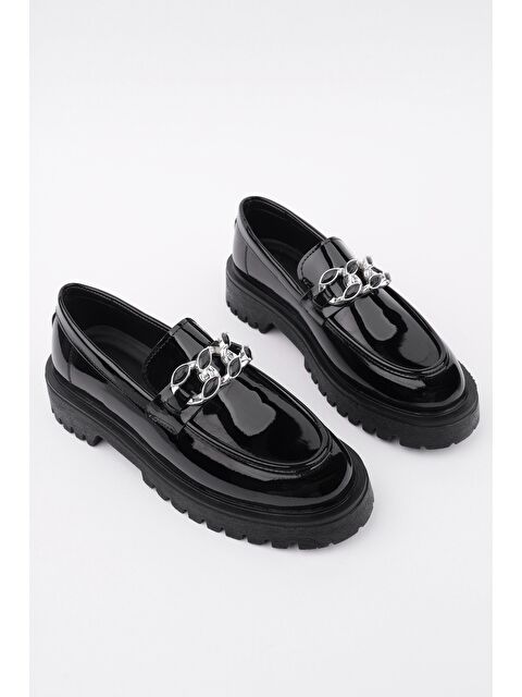 Muggo CRASHER Kalın Taban Tokalı Günlük Casual Makosen Kadın Loafer Ayakkabı - S000360506-15542