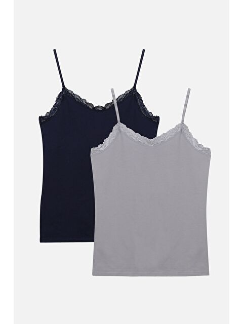 Koza İç Giyim Kadın 2'li Ip Askılı Dantelli - Ayar Halkalı Atlet - S000307772-37341