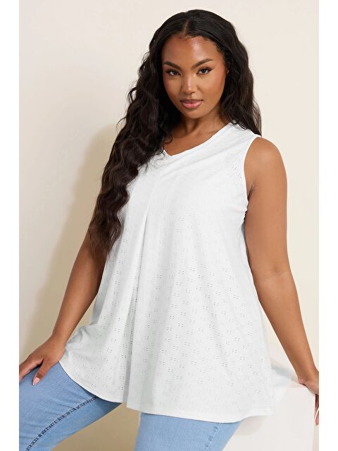 Stil Diva Büyük Beden Sıfır Kol V Yaka Eteği Bollaşan Bluz 304096 - S000425598-20063