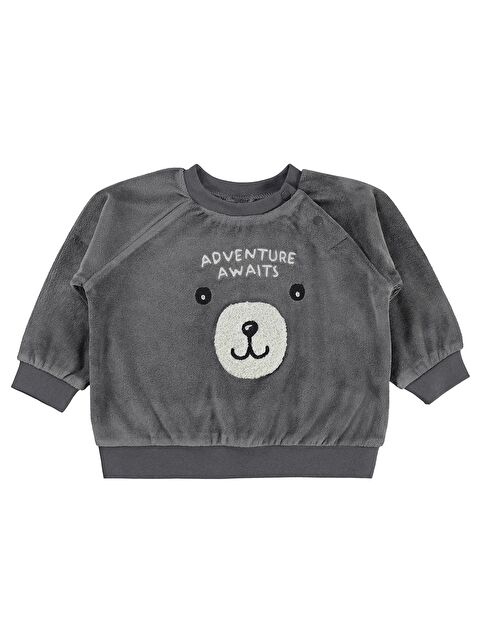 Civil Baby Ayıcık Nakışlı 6-18 Ay Sweatshirt - Gri 18-24 Ay - S000511261-29351