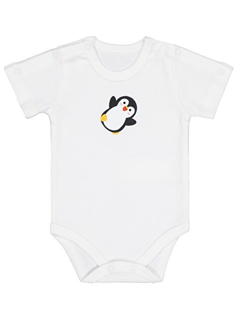 Civil Baby Penguen Baskılı Çıtçıtlı Badi - Ekru Prematüre - S000509154-19965