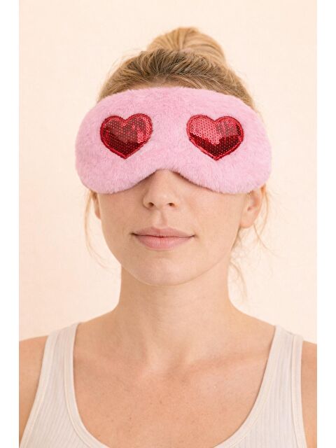 Katia And Bony Pullu Kalpli Göz Uyku Bandı Pembe