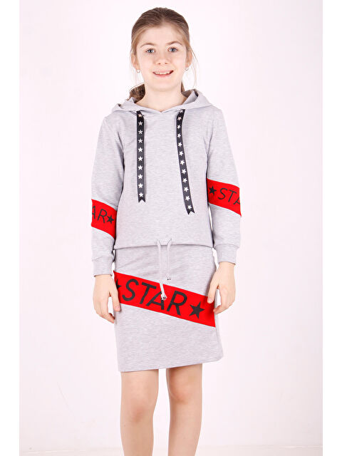 Toontoykids Kız Çocuk Star Baskılı Kapüşonlu Etekli Takım - S000418950-20600