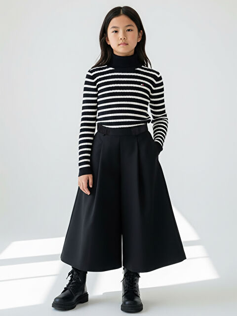 Catz Kids Kız Çocuk Siyah Keten Kali Pantolon - S000513775-19351