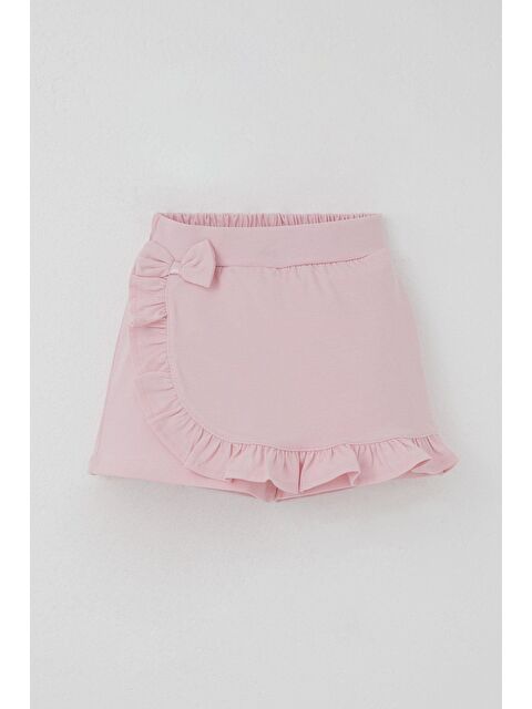 Breeze Kız Çocuk Şort Etek Fiyonk Aksesuarlı Fırfırlı Pembe (3-8 Yaş) - S000491432-20024