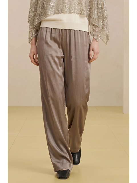 Mevra ALESTA | Yüksek Bel Dökümlü Pantolon Vizon