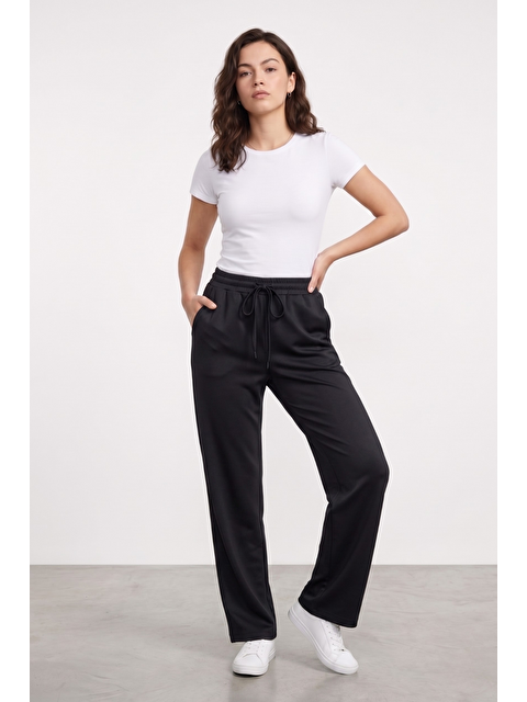 Genius Store Kadın Pantolon Beli Lastikli Cepli Rahat Kalıp Kadın Spor Pantolon