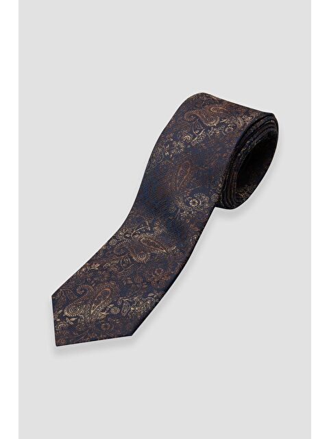 ABBATE Kravat 8 Cm Mikrofiber Polyester Kahverengi Erkek Desenli Kravat - S000451160-19413