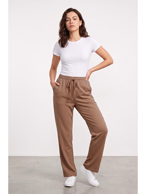 Genius Store Kadın Pantolon Beli Lastikli Cepli Rahat Kalıp Kadın Spor Pantolon