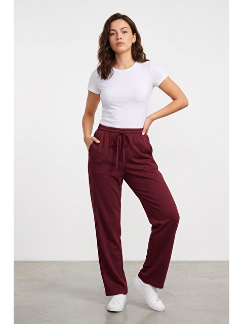 Genius Store Kadın Pantolon Beli Lastikli Cepli Rahat Kalıp Kadın Spor Pantolon