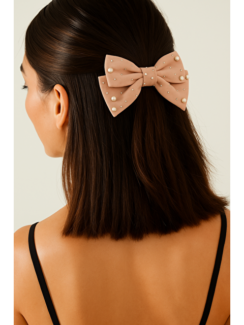 Katia And Bony İncili Fiyonk Otomat Toka Pembe