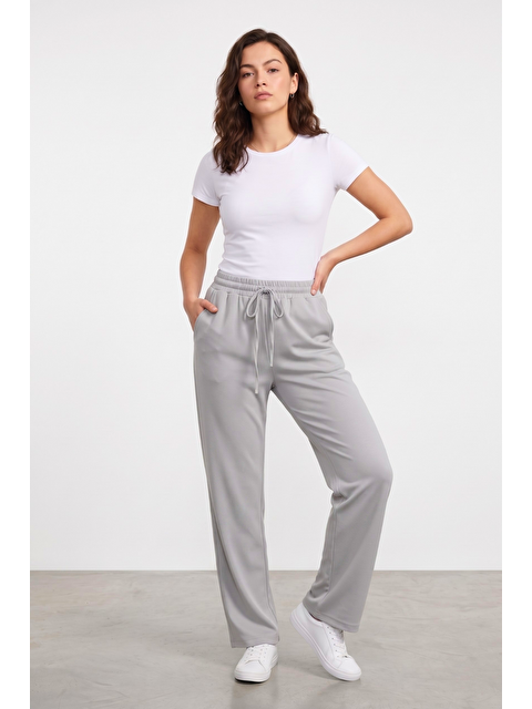 Genius Store Kadın Pantolon Beli Lastikli Cepli Rahat Kalıp Kadın Spor Pantolon