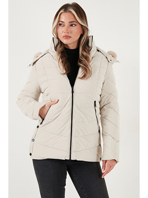 Lela Kapitoneli Slim Fit Çıkarılabilir Kapüşonlu Mont 497MARA - S000463894-25636