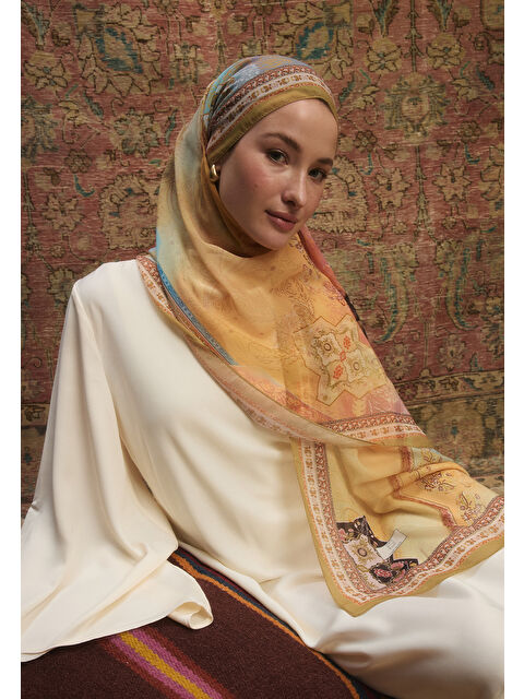 Fresh Scarfs Amelıa Desen İpek Krep Şal Işığı - S000420284-29736