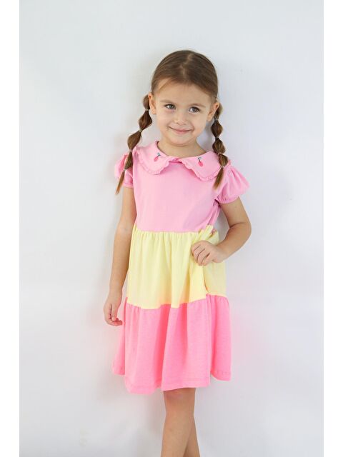 Harika Kids Kız Çocuk Rengarenk Parçalı Penye Elbise - S000157626-20024