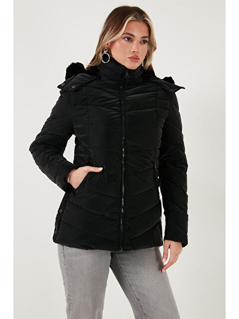 Lela Kapitoneli Slim Fit Çıkarılabilir Kapüşonlu Mont 497MARA - S000463894-19351