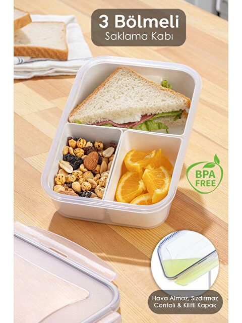 Meleni Home 3 Bölmeli Kapaklı Dikdörtgen Saklama Kabı - S000238429-26865