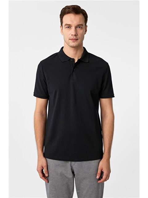 Süvari Siyah Regular Armürlü Polo Yaka Tişört - S000460604-19351
