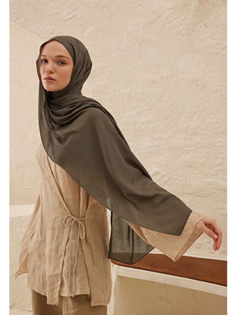 Fresh Scarfs Rami Viskon Şal Tozlu Kahve - S000420268-19413