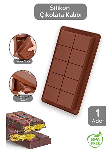 Meleni Home 1 Adet Dubai Çikolatası Kalıbı Büyük Tablet Çikolata Kalıbı Silikon Kalıp - S000385401-19413