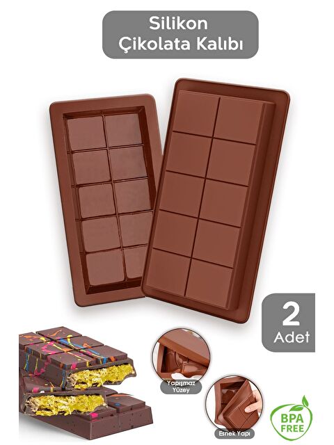 Meleni Home 2 Adet Dubai Çikolatası Kalıbı Büyük Tablet Çikolata Kalıbı Silikon Kalıp - S000385404-19413