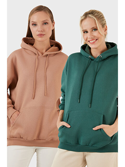 Lela Regular Fit Pamuklu Kapüşonlu Yaka Şardonlu Kışlık 2'li Paket Sweat 5863854S2 - S000463838-29705