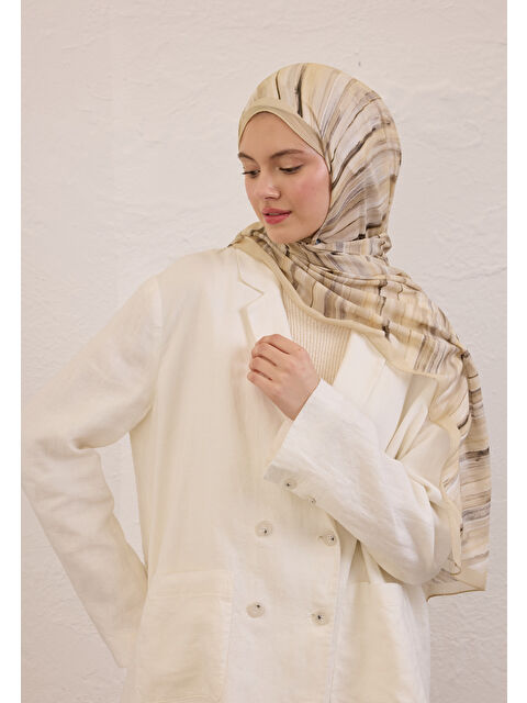 Fresh Scarfs Deıa Desen Rami Şal Bej - S000420380-19928