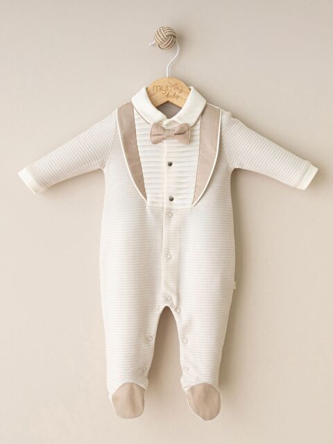 Mymio Gömlek Yaka Papyonlu Uzun Kollu Erkek Bebek Tulum