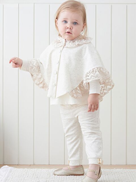 Mymio Bisiklet Yaka Uzun Kollu Kız Bebek Bluz, Bolero ve Pantolon 3'lü Takım - S000360520-19928