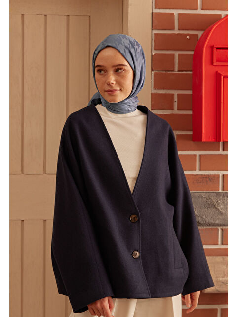 Fresh Scarfs Kazayağı Jakarlı Şal Jean Mavi - S000420372-17234