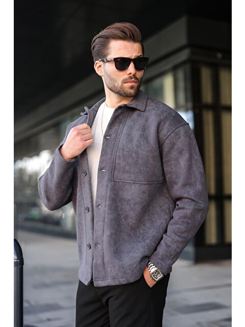 Madmext Antrasit İçi Polarlı Gömlek Ceket E6767 - S000482619-29666