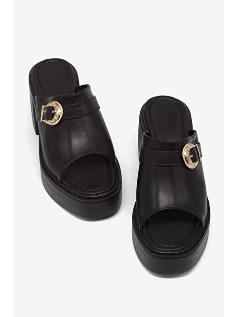 TONNY BLACK Kadın Siyah Yüksek Tabanlı Rahat Tokalı Terlik - S000521644-19351