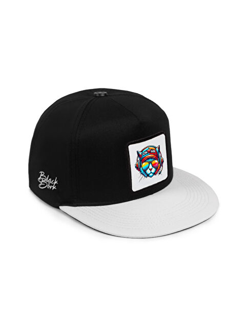 BlackBörk Kedi Logolu Beyaz-Siyah Hip Hop Şapka
