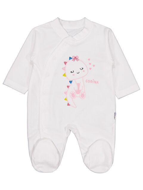 Albimini Minidamla Zürafa Nakış Çıtçıtlı 1-6 Ay Tulum - Ekru 1-3 Ay - S000526775-19965